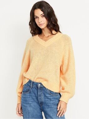 Old Navy Cozy Cropped V-Neck Sweater, Small Tall , Butter Yellow